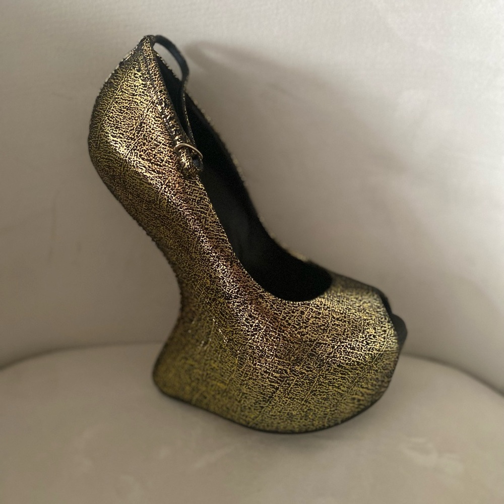 Giuseppe,  Zanotti platform Ghost Hill metallic gold peep toe pump